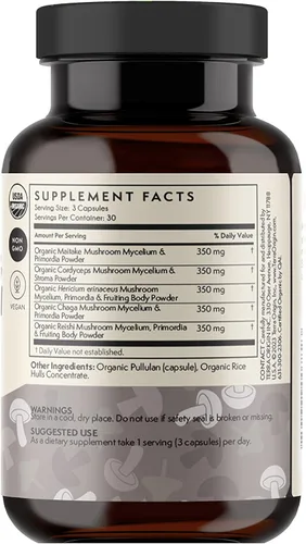 Miniatura 7 de TERRA ORIGIN Suplemento de complejo de hongos saludables 90 cápsulas Reishi, melena de león, Changa, Cordyceps, Maitake Apoyo cerebral