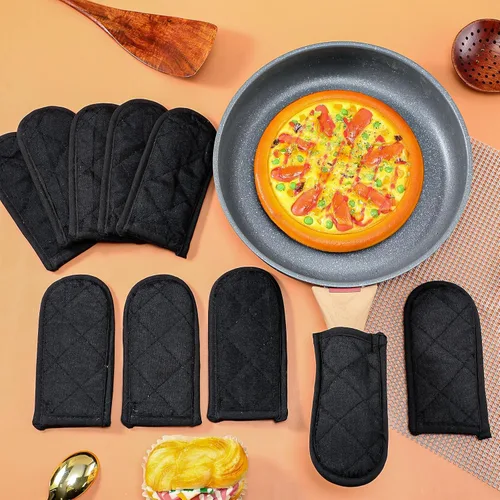 Miniatura 6 de Dandat Juego de 24 fundas de mango caliente para reemplazo diario, fundas de mango de bandeja de regalo, fundas resistentes al calor, funda de Negro
