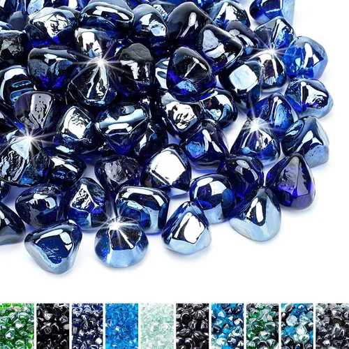 Miniatura 14 de Skyflame Diamantes de vidrio de fuego de 10 libras para paisajismo de chimeneas de hoguera, diamantes de fuego de vidrio reflectante de 1/2 pulgada