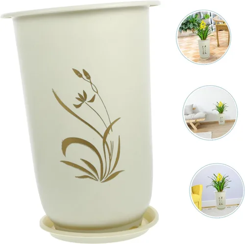 Miniatura 5 de balacoo Maceta de arcilla morada, maceta de orquídea con platillo con soporte, maceta para suculentas, contenedor pequeño para plantas, decoración