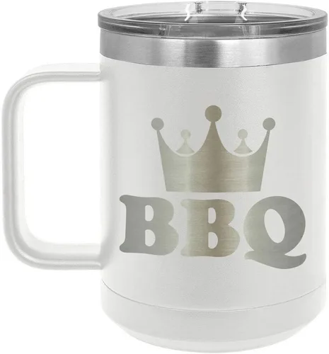 Miniatura 18 de Taza de café para barbacoa King de 15 onzas con tapa superior deslizante, taza de café de viaje aislado idea de regalo para los hombres que tienen