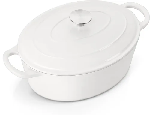 Miniatura 15 de E-far - Horno holandés de 6 cuartos de galón, esmaltado de hierro fundido con tapa, olla de cocina redonda antiadherente para Naranja