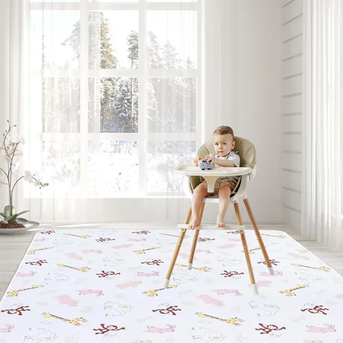 Miniatura 8 de Tapete de piso para salpicaduras de bebé para debajo de silla alta/artes/manualidades por CLCROBD, 51 pulgadas, impermeable, antideslizante, tapete