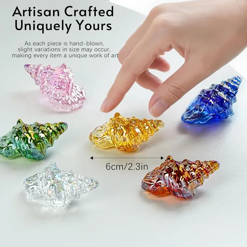 Miniatura 3 de H&D HYALINE & DORA Juego de 6 figuras de caracolas de cristal soplado, figuras coleccionables de animales marinos en miniatura, pequeñas estatuas