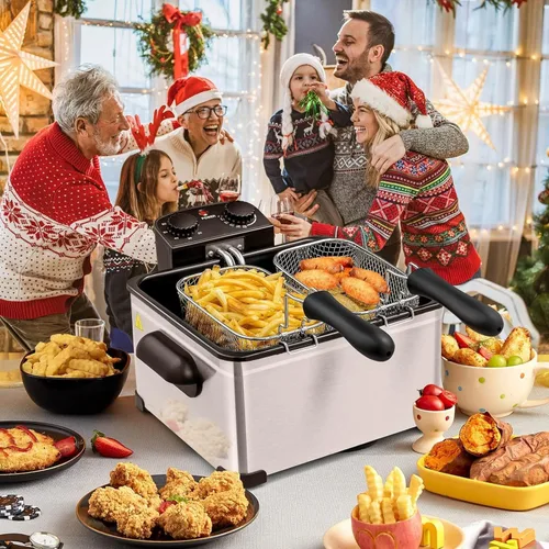 Miniatura 9 de ARLIME Freidora eléctrica con canasta, freidora comercial de 5.3 cuartos de galón con temperatura ajustable, temporizador, tapa extraíble