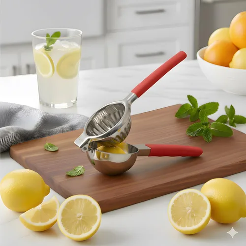 Miniatura 5 de Exprimidor de limón de mano de acero inoxidable – Exprimidor de cítricos de gran capacidad resistente con mango antideslizante – Resistente al Negro