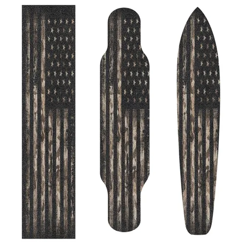 Miniatura 3 de ALAZA Hojas de cinta de agarre para patineta de camuflaje con bandera vintage americana, 33 x 9 pulgadas, sin burbujas, antideslizante, papel