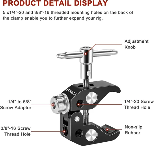 Miniatura 3 de Clip de micrófono con abrazadera de micrófono con tornillo de micrófono de 5/8 pulgadas, compatible con micrófono, soporte de micrófono y accesorios