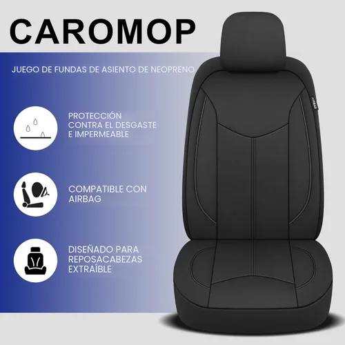 Miniatura 6 de CAROMOP Funda impermeable para asiento de automóvil asientos completos, fundas de asiento de neopreno para automóviles, fundas interiores de Negro