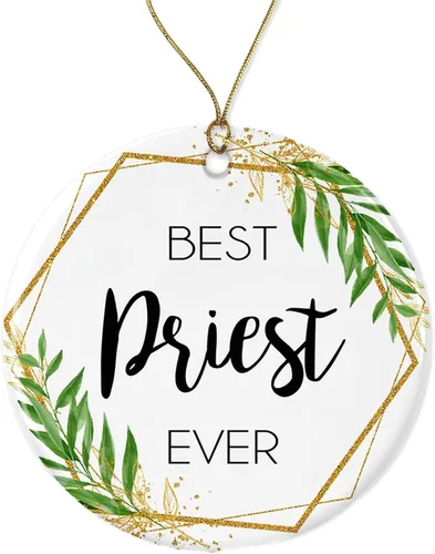 Miniatura 4 de Adorno de Navidad de sacerdote – Adorno de Navidad para regalo de sacerdote – El mejor sacerdote del mundo – Regalo de sacerdote impreso en un lado