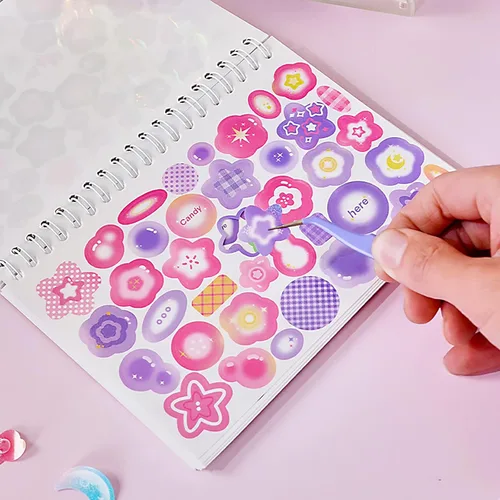 Miniatura 5 de 2300 piezas calcomanías para álbumes de recortes, lindas calcomanías de mariposas, estrellas, corazones, autoadhesivas, lazos coreanos, calcomanías