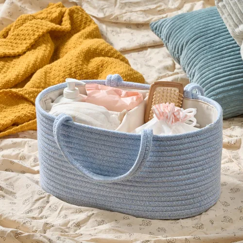 Miniatura 3 de Organizador de pañales, cesta de regalo vacía para artículos esenciales para recién nacidos, cesta de almacenamiento de bebé, elegante bolsa