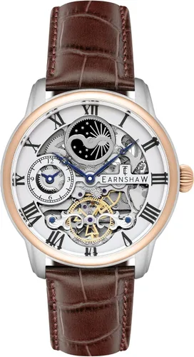 Miniatura 10 de Thomas Earnshaw Reloj automático de esqueleto de doble tiempo para hombre de 1.732 in con pulsera de acero inoxidable sólido ES-8006