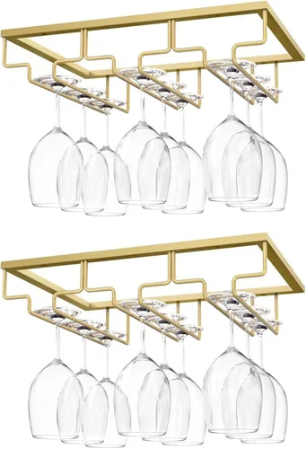 Miniatura 11 de Nuovoware Estante para copas de vino, soporte para copas de vino, 8 filas, color dorado profundo