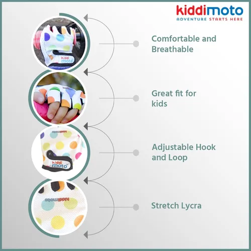 Miniatura 3 de Kiddimoto Guantes de bicicleta antideslizantes para niños y niñas, guantes de ciclismo sin dedos para niños de 2 a 8 años, guantes de ciclismo sin