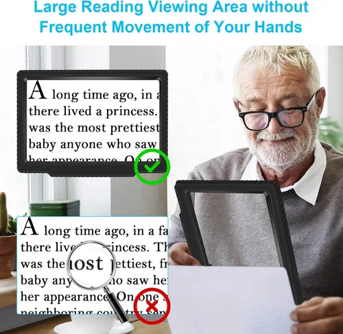Miniatura 6 de 5X Lupa de página grande para lectura, lupa de visualización de página completa de mano, lupa ligera para lectura para personas mayores y personas