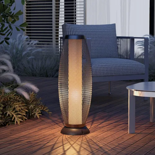 Miniatura 3 de Solar Yard Lámpara solar de pie para exteriores, pantalla de alambre de metal, linterna LED moderna parpadeante para exteriores, resistente a