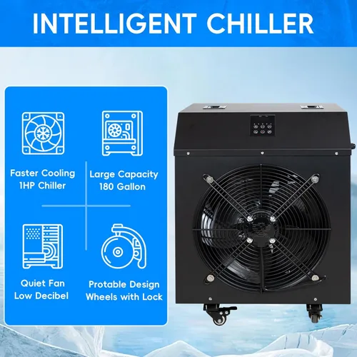 Miniatura 3 de Bañera de hielo con enfriador de agua de 1 HP, bañera inflable de inmersión fría de 216 galones con termómetro y alfombrilla absorbente de agua