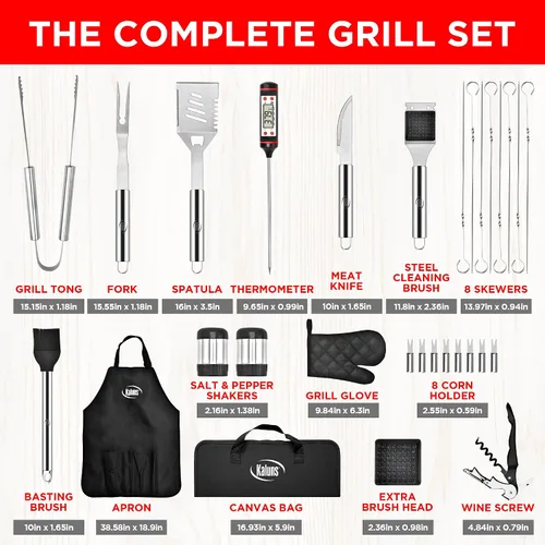 Miniatura 2 de Kaluns Accesorios para Parrilla, Regalos para Papá para Navidad Regalos para Parrilla, Juego de Parrilla de Acero Inoxidable Resistente