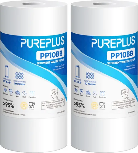 Miniatura 12 de PUREPLUS 1 Micron 10" x 4.5" Whole House Sediment Home Water Filter Replacement Cartridge for RFC-BBSA, HD-950, WFHD13001B, W15-PR, GXWH30C