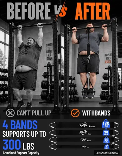 Miniatura 3 de Fitarc Pull Up Assistance Bands Set,Pull Up Assist Strap with Handle,14 Levels of Assistance Up to 300LBS