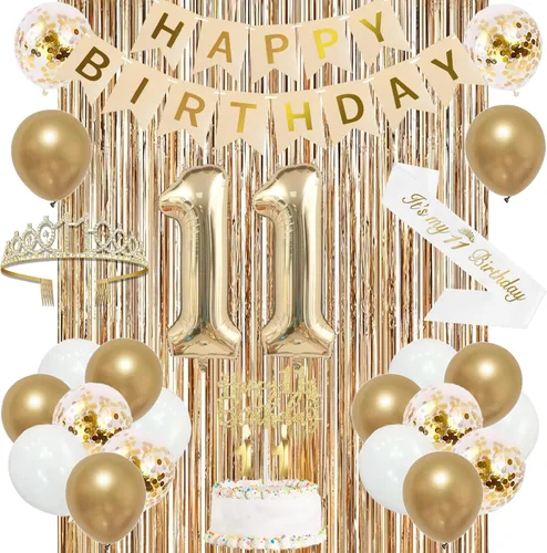Miniatura 31 de Trgowaul Decoraciones de 9º cumpleaños para niñas, pancarta, banda y corona, decoración de pastel, globo de número 9, cortinas de flecos