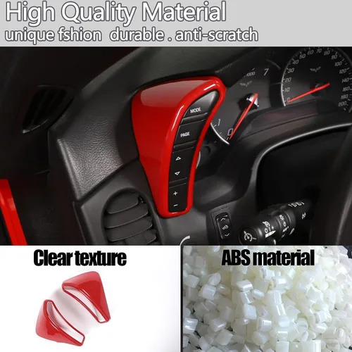 Miniatura 4 de Cubierta de botón de salpicadero Compatible con Chevy Corvette C6 2005-2013, marco de borde del velocímetro Cubierta de ribete de accesorios Rojo