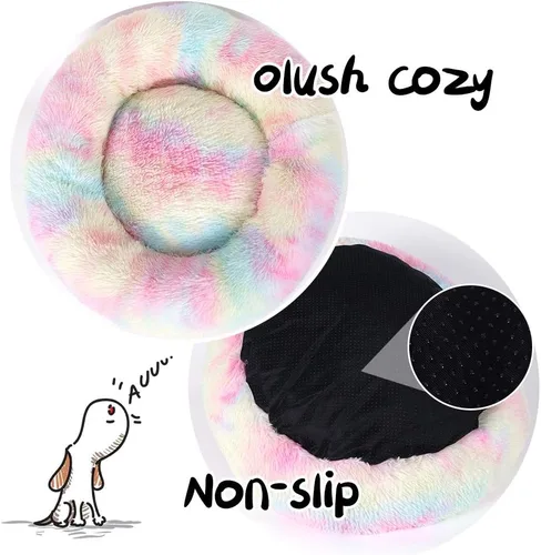 Miniatura 8 de Cama para gatos para interior y para perros pequeños y medianos - Lavable 50/60 centímetros, redonda antiansiedad, esponjosa, de felpa y pelo