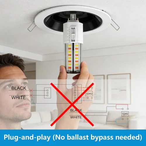 Miniatura 2 de IDO Bombilla LED G24q de 4 pines – 18 W 2400 lúmenes regulable (3000 K/3500 K/4000 K/5000 K/6500 K) 42 W CFL bombilla LED de repuesto PL para baño