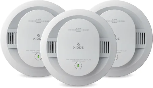 Miniatura 14 de Kidde Detector de humo y monóxido de carbono, funciona con batería de 10 años, con alertas de voz, luces de estado LED, alarma de 85 dB, 5 pulgadas