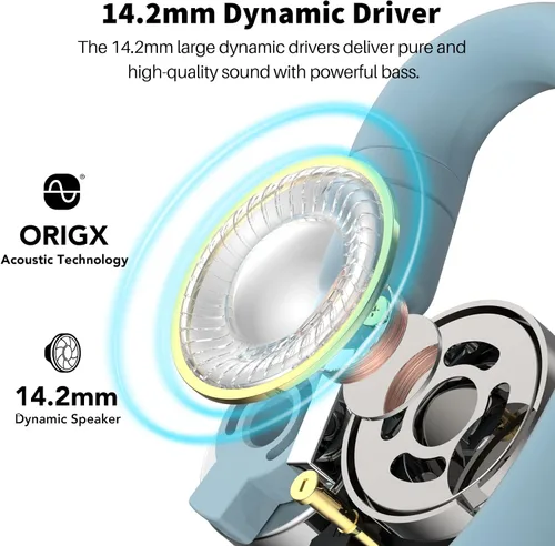 Miniatura 4 de TOZO O2 Auriculares Inalámbricos True Open Ear Ligeros con Ajuste Multi-Ángulo, Auriculares Bluetooth 5.3 con Diseño de Doble Eje para Comodidad Azul