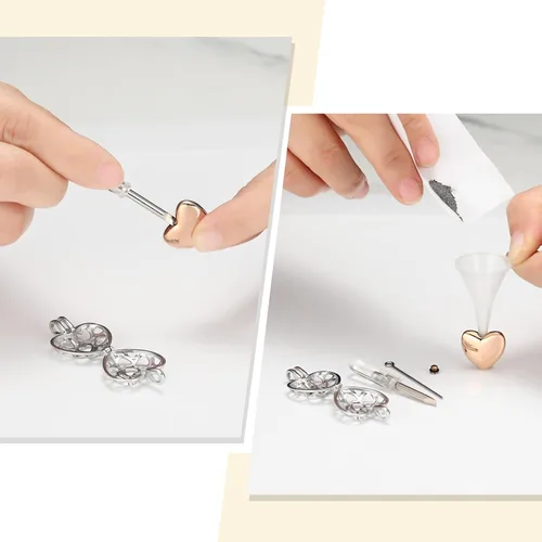Miniatura 33 de Collar con medallón de cremación conmemorativa con corazón eterno con mini urna para cenizas de seres queridos