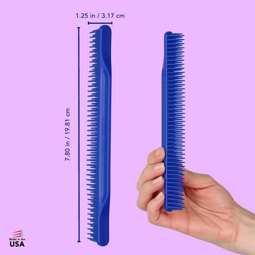 Miniatura 2 de Allegro Combs Peines de dientes anchos #70, peine de 3 filas de dientes anchos para cabello rizado, peine para cabello rizado, 2 piezas (azul rey)