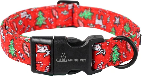 Miniatura 44 de Aring Pet Collar navideño para perro, lindo, ajustable, de algodón, para cachorros, perros pequeños, medianos y grandes, con copos de nieve, rojo Z