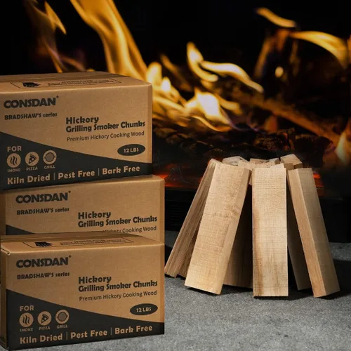 Miniatura 14 de CONSDAN Astillas de madera de nogal para ahumador y barbacoa, cultivadas en Estados Unidos, secadas al horno, trozos de madera natural (12 libras)