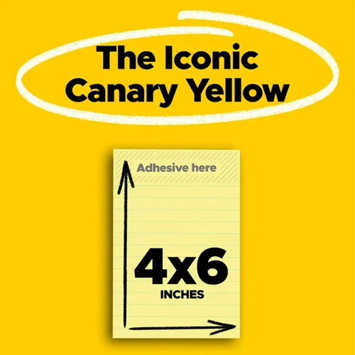 Miniatura 2 de Post-it Notas, 4 x 6 pulgadas, 5 blocs de notas adhesivas forradas, 100 hojas por bloc, amarillo canario, The Original Post-it Note, suministros