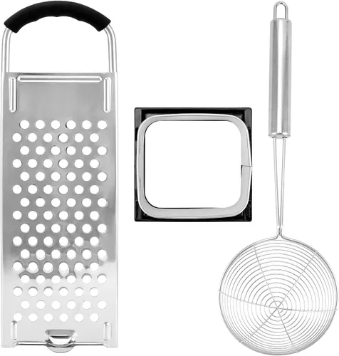 Miniatura 2 de QWORK Juego de Spaetzle Maker de acero inoxidable con mango de agarre cómodo y colador de araña