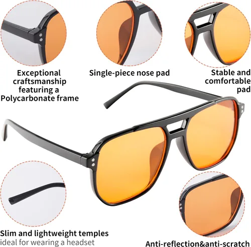 Miniatura 2 de Lentes de bloqueo de luz azul, lentes de juego, tinte ámbar naranja, alivio de la fatiga ocular, para juegos, sueño, fatiga ocular, ultraligeros