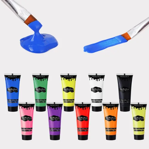 Miniatura 6 de MEICOLY Pintura facial y corporal en crema azul real, tubo grande de 2.37 oz a base de agua, pintura corporal completa para adultos y niños, tubo
