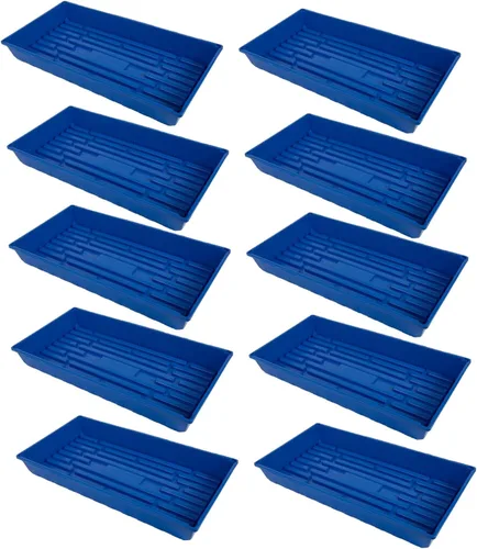 Miniatura 17 de SUNPACK Bandeja de inicio de semillas de plástico de 10 x 20 pulgadas, color negro, 2.5 pulgadas, sin agujeros de drenaje, ideal para invernaderos