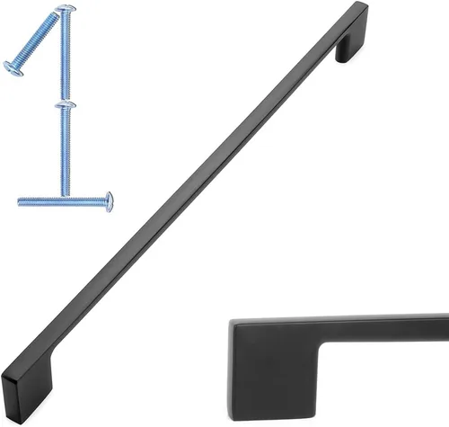 Miniatura 8 de KOOFIZO Paquete de 10 pomos negros para gabinete, pomos negros mate para cajones, K03, tiradores cuadrados de un solo agujero para gabinetes