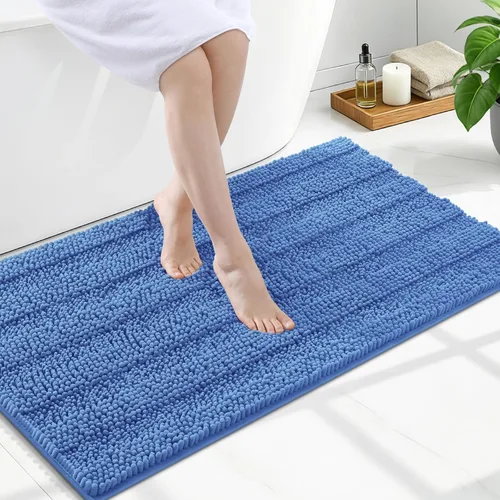 Miniatura 272 de Grandaily Alfombras de baño de felpilla a rayas de 24 x 16 pulgadas, extra gruesas y suaves, absorbentes, parte trasera de goma, alfombra de ducha