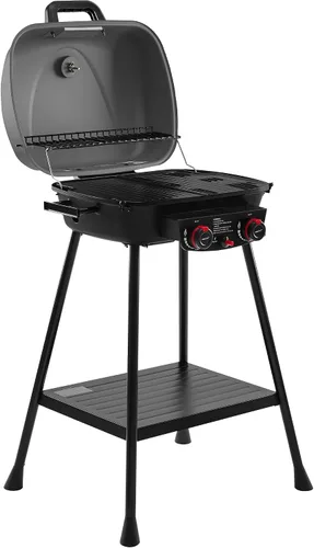 Miniatura 14 de Royal Gourmet GT2003 Parrilla portátil de gas propano de 2 quemadores con soporte y rejilla calefactora, combo de parrilla y plancha 2 en 1