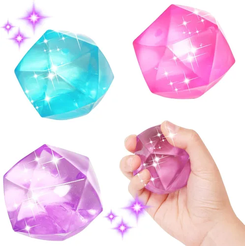 Miniatura 10 de 2 piezas de gran cubo de estrés de 2.45 pulgadas, bola blanda de hielo de mampostería Squishy - Juguete de diamante de malta y azúcar para tu mejor