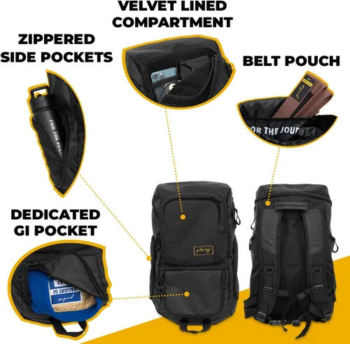 Miniatura 3 de Mochila dorada BJJ para Jiu Jitsu – Bolsa de deporte muy resistente con bolsillo impermeable de tejido de GI