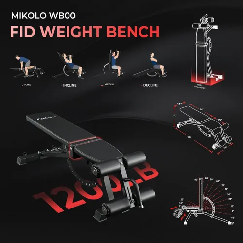 Miniatura 4 de Mikolo Jaula de Potencia, Rack de Potencia con Sistema de Cruce de Cables, 1500LBS Rack para Sentadillas con Sistema de Jalón LAT, Jaula de Rojo