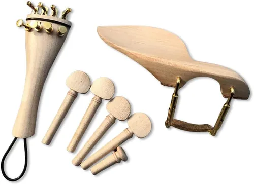Miniatura 6 de Yinfente Juego de accesorios para violín de tamaño completo 4/4, incluye clavijas de madera de ébano, pieza de cola, afinador fino, soporte