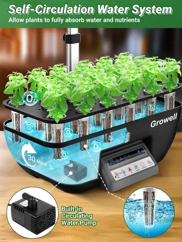 Miniatura 3 de Kit de Sistema de Cultivo Hidropónico Growell, Jardín de Hierbas de 17 Cápsulas con 102 Luces de Cultivo de 28W de Espectro Completo y 2