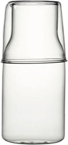 Miniatura 10 de Juego de jarras de agua de vidrio para mesita de noche con taza, jarra de vidrio con tapa para enjuague bucal para dormitorio, baño, jugo, vino