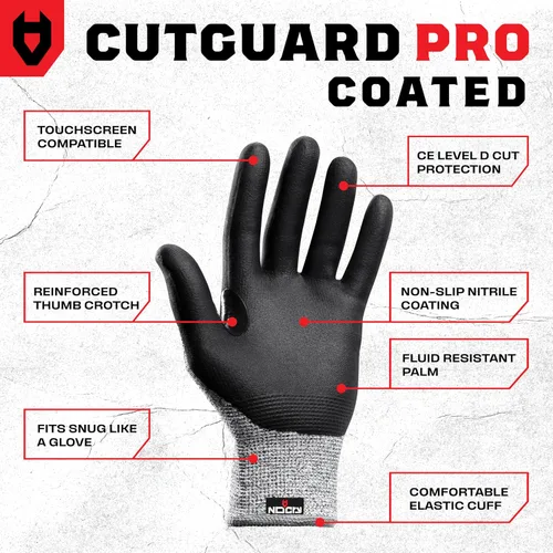 Miniatura 2 de NoCry Guantes de trabajo resistentes a cortes profesionales para hombres y mujeres con agarre firme y palmas impermeables — Puntas táctiles y pulgar